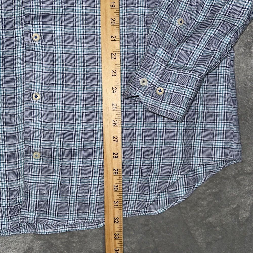 Peter Millar Long‎ Sleeve Button Shirt Mens Large Houndstooth Plaid - Picture 6 of 9